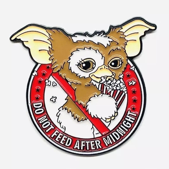 Gremlins Jewelry - Do Not Feed After Midnight Gizmo Enamel Brooch - Brown & Red